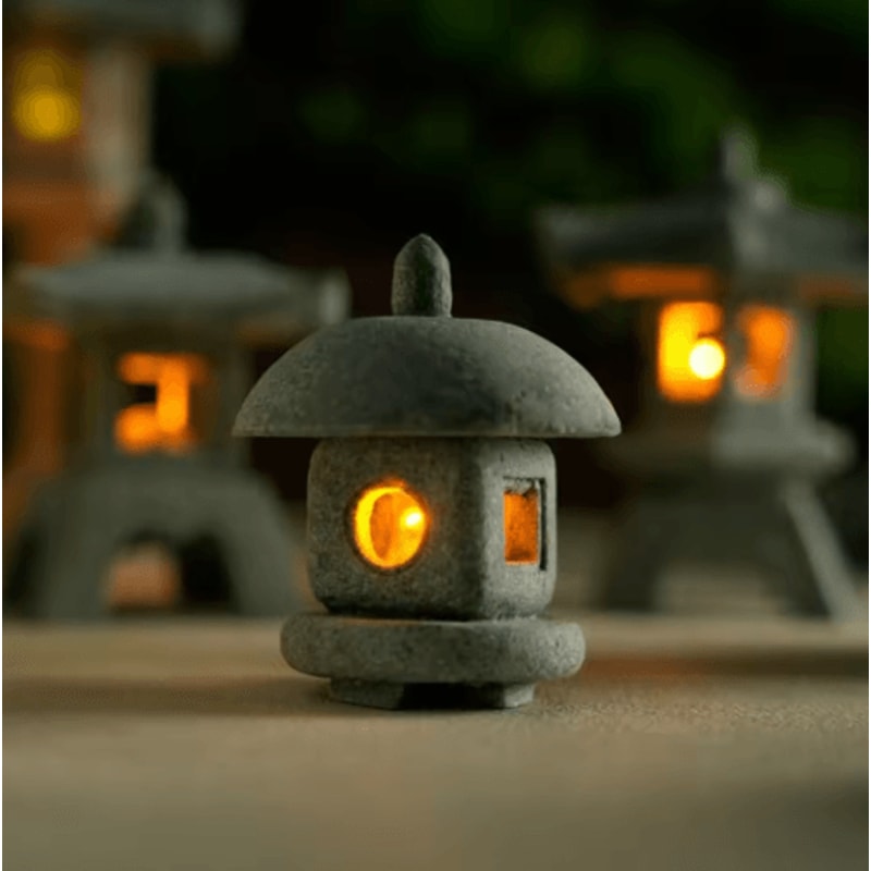 Mini Pagoda Lantern Light Zen Garden Bonsai Decorative Statue 8