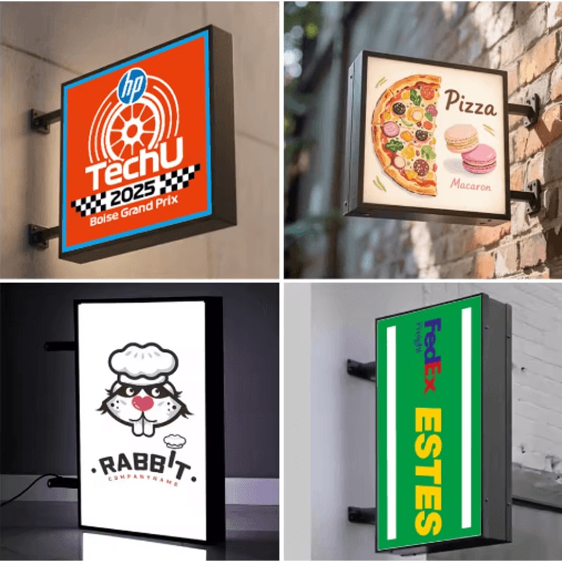 Custom Round LED Business Sign Double Sided Illuminated Storefront Logo Light Box 3