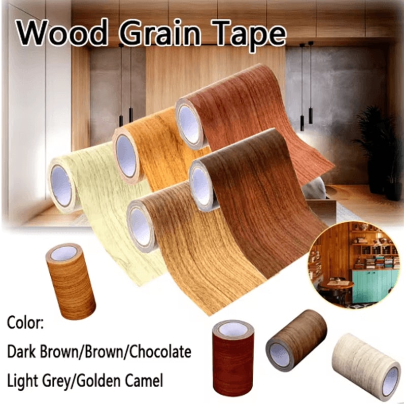 SelfAdhesive Wood Grain Repair Tape PVC Furniture Patch Sticker For Easy Fixes 0