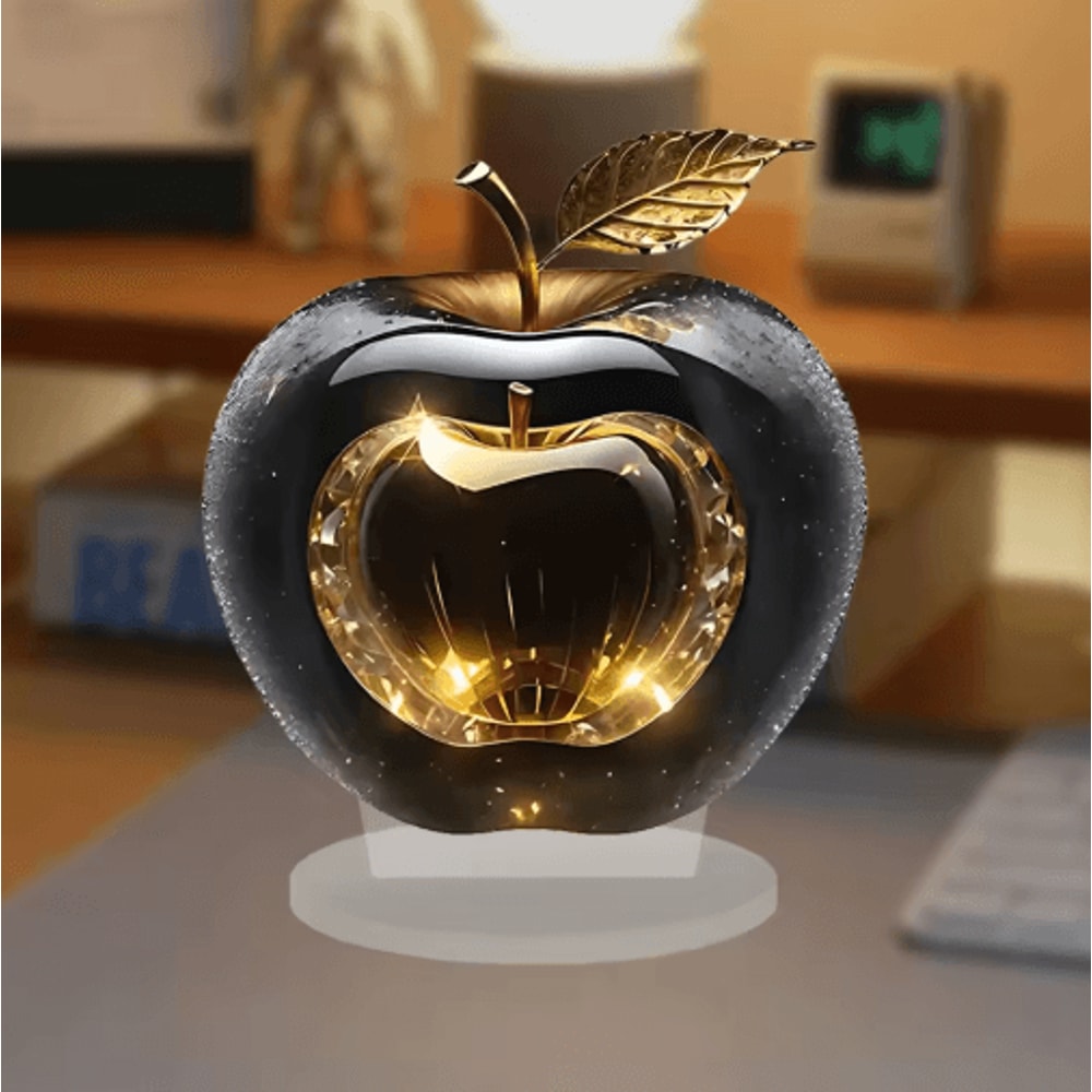 Clear Crystal Apple Figurine Elegant Glass Paperweight Desk Decor 2