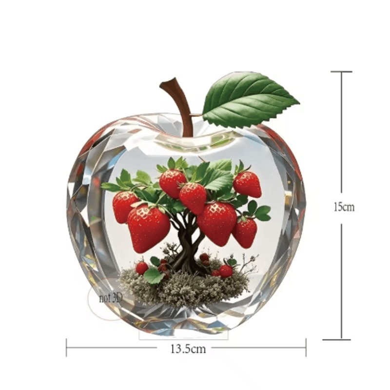 Clear Crystal Apple Figurine Elegant Glass Paperweight Desk Decor 4