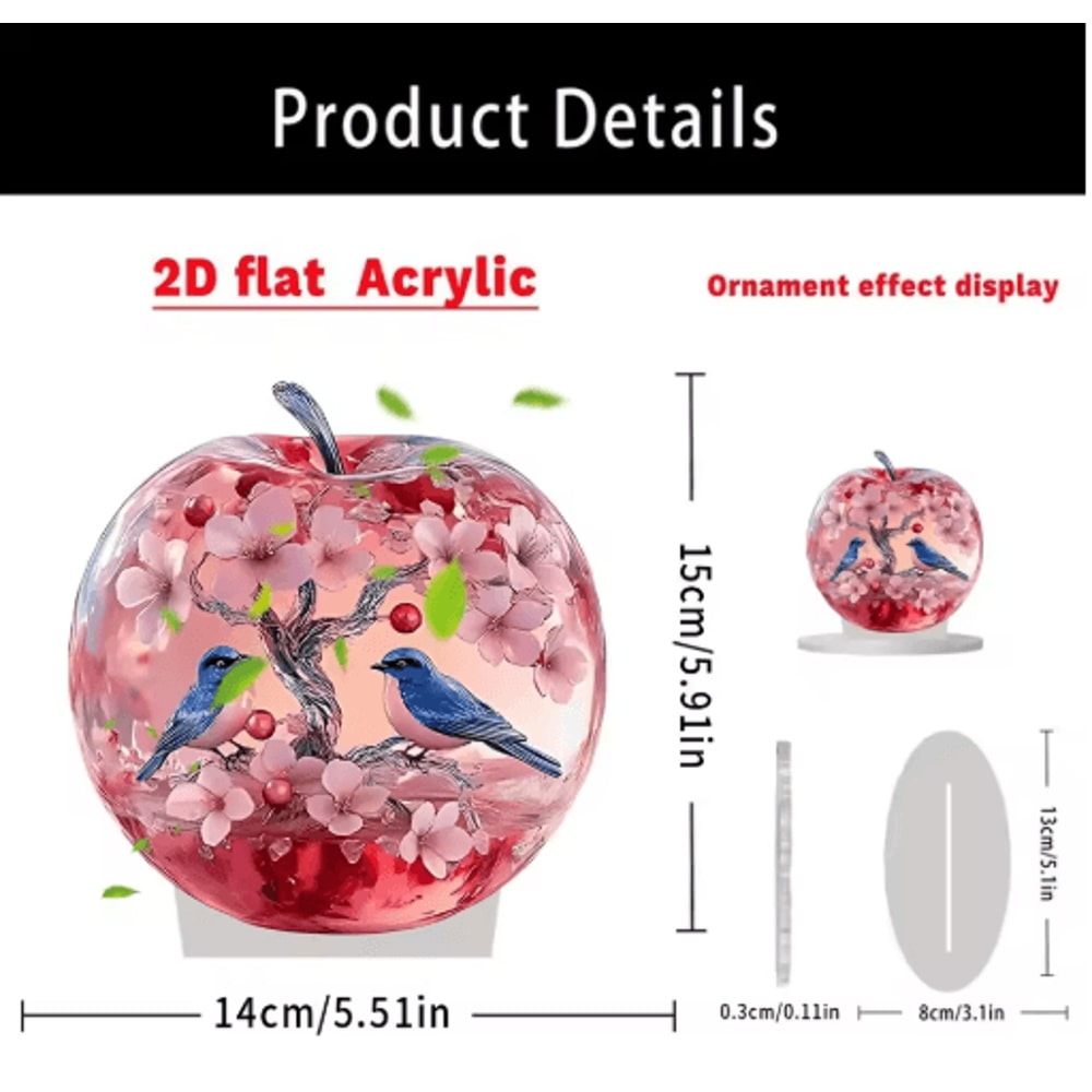 Clear Crystal Apple Figurine Elegant Glass Paperweight Desk Decor 9