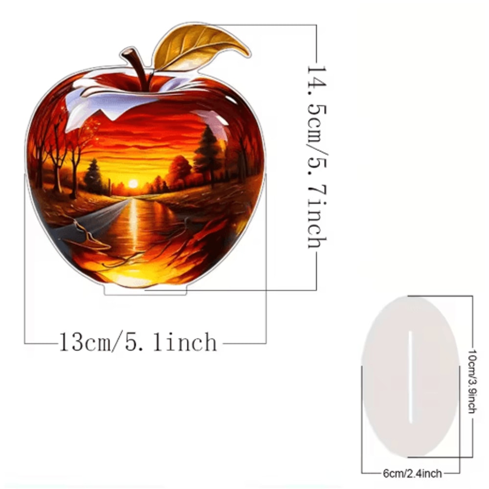 Clear Crystal Apple Figurine Elegant Glass Paperweight Desk Decor 12
