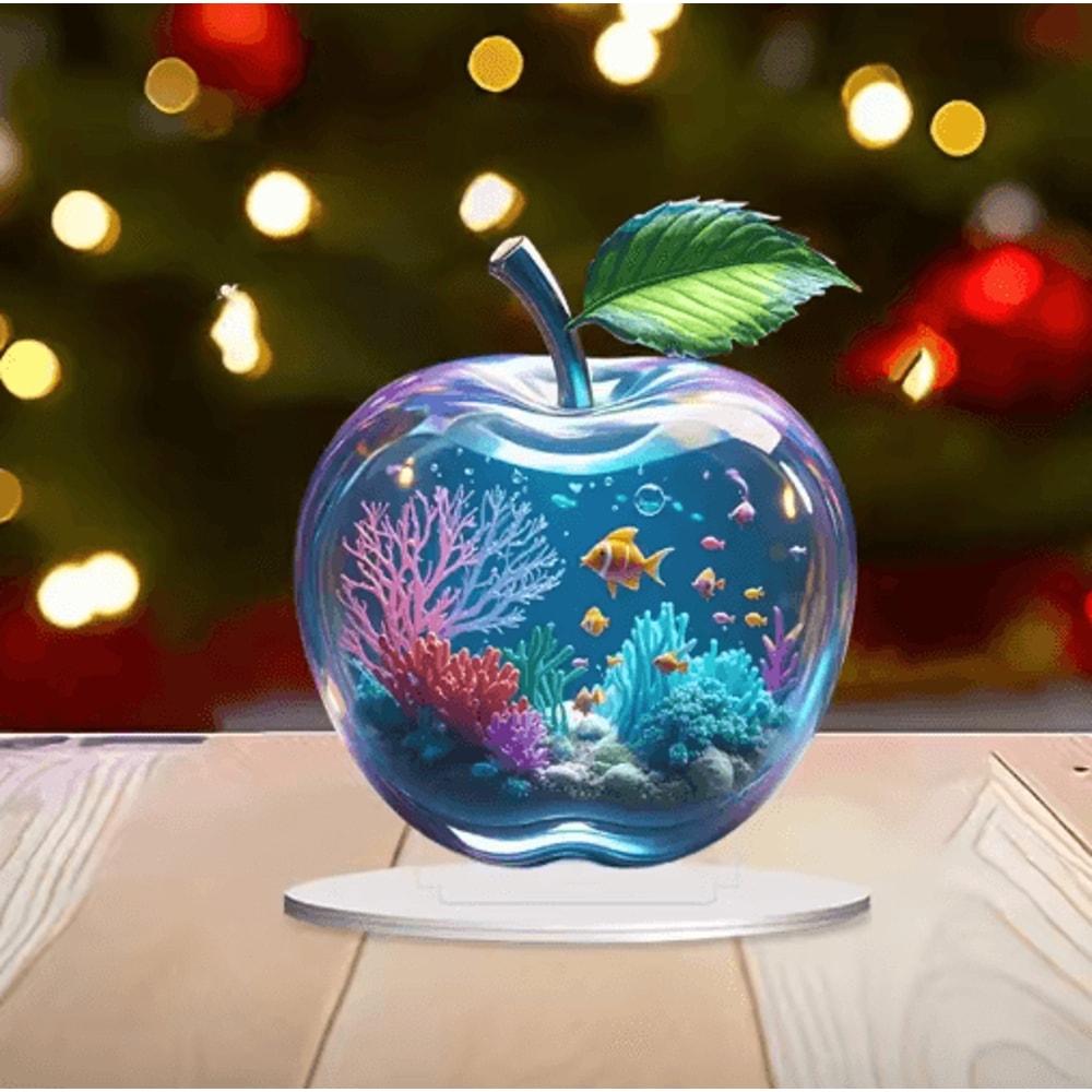 Clear Crystal Apple Figurine Elegant Glass Paperweight Desk Decor 13