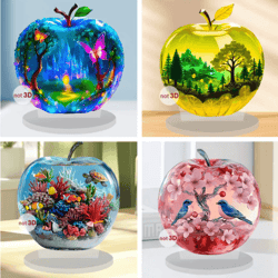 clear crystal apple figurine – elegant glass paperweight & desk decor