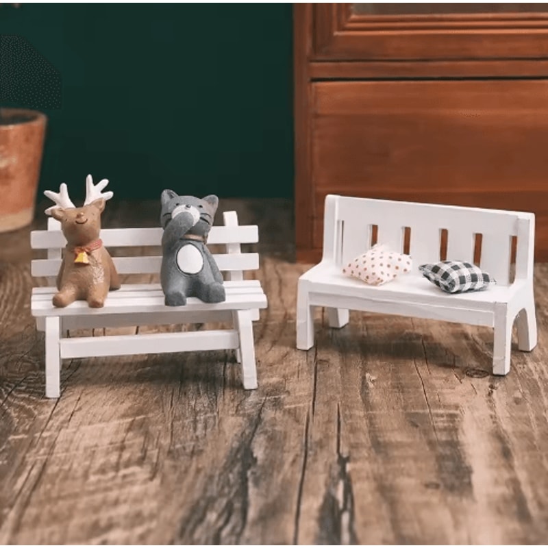 Miniature Fairy Garden Bench Wooden Dollhouse Decor Micro Landscape Accent 8