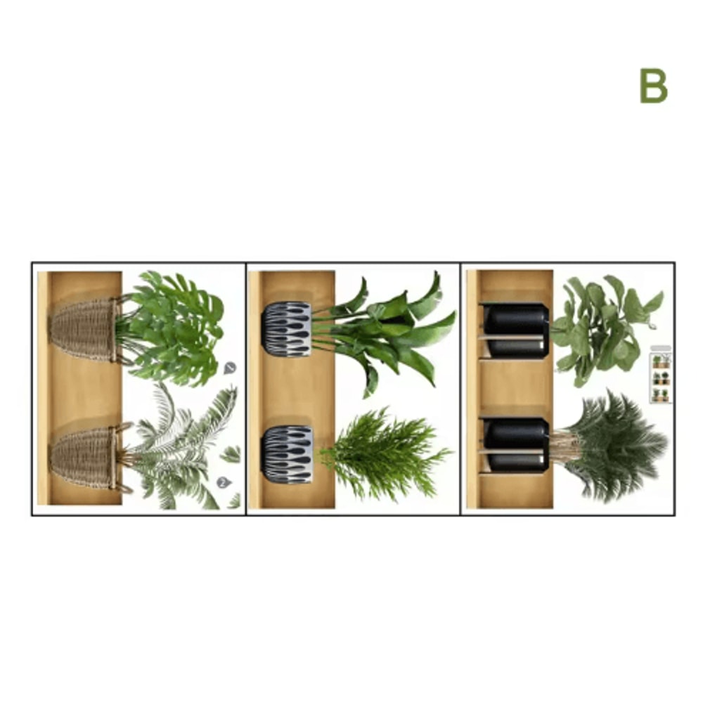 Botanical Plant Wall Sticker Set Potted Greenery Decal For Modern Home Decor 2