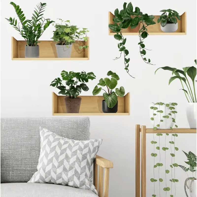Botanical Plant Wall Sticker Set Potted Greenery Decal For Modern Home Decor 5