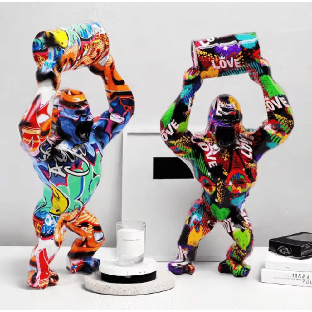Creative Gorilla Resin Sculpture Modern Animal Statue For Living Room Decor 6