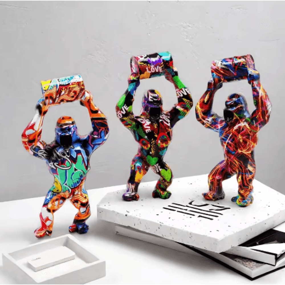 Creative Gorilla Resin Sculpture Modern Animal Statue For Living Room Decor 0