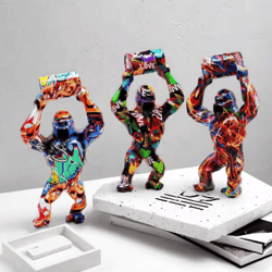 creative gorilla resin sculpture – modern animal statue for living room decor