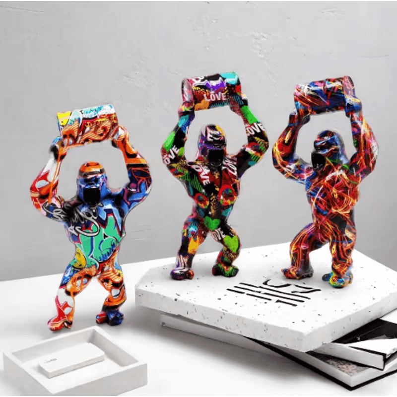 Creative Gorilla Resin Sculpture Modern Animal Statue For Living Room Decor 0