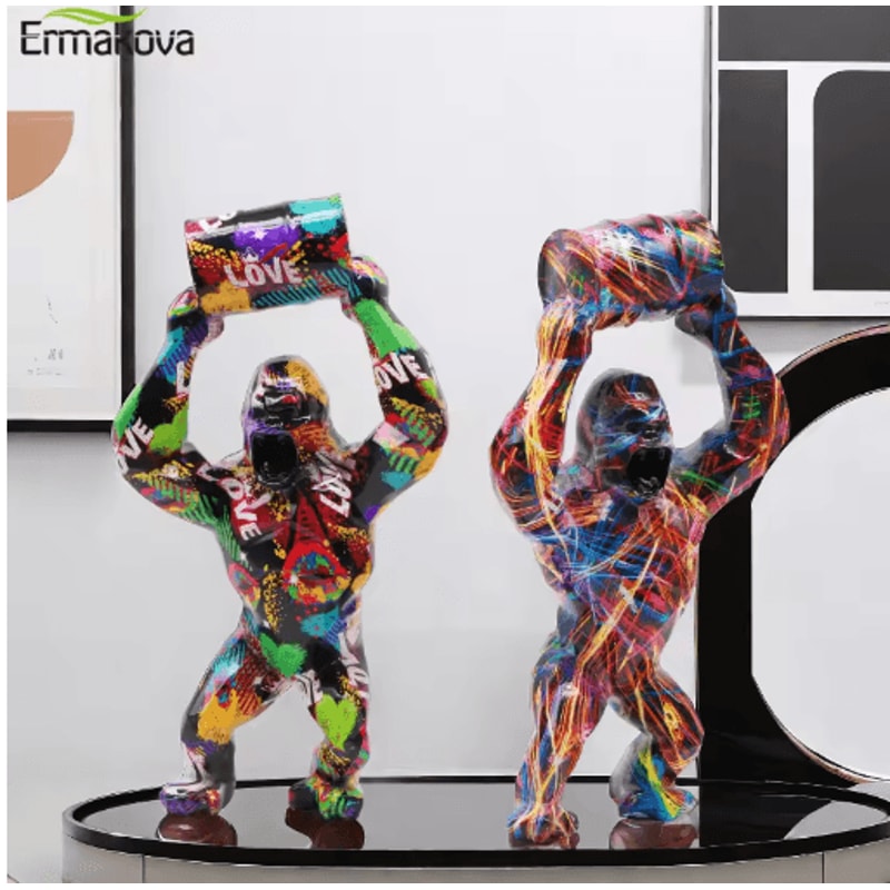 Creative Gorilla Resin Sculpture Modern Animal Statue For Living Room Decor 7