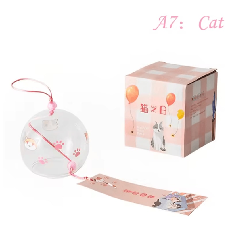 Handmade Japanese Glass Furin Wind Chime Sakura Zen Home Decor Bell 10