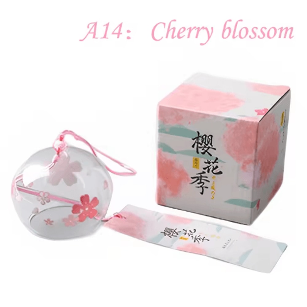 Handmade Japanese Glass Furin Wind Chime Sakura Zen Home Decor Bell 2