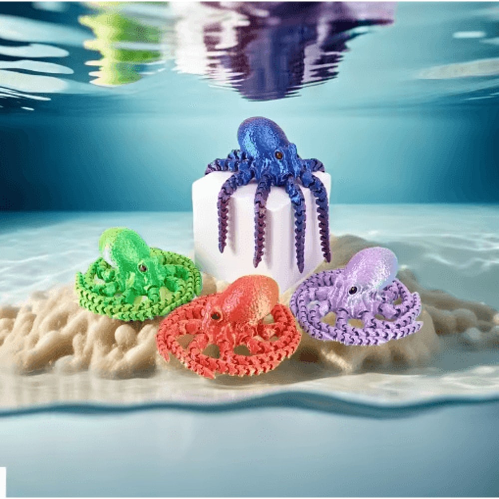 Articulated 3D Printed Octopus Figurine Flexible Desk Toy Ocean Decor 4