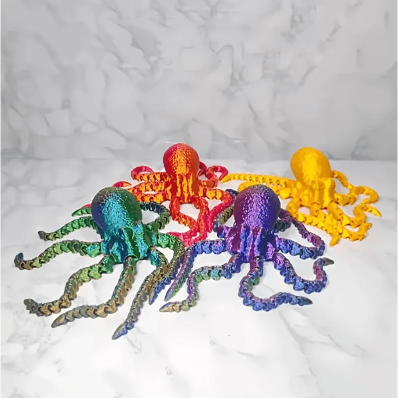Articulated 3D Printed Octopus Figurine Flexible Desk Toy Ocean Decor 6