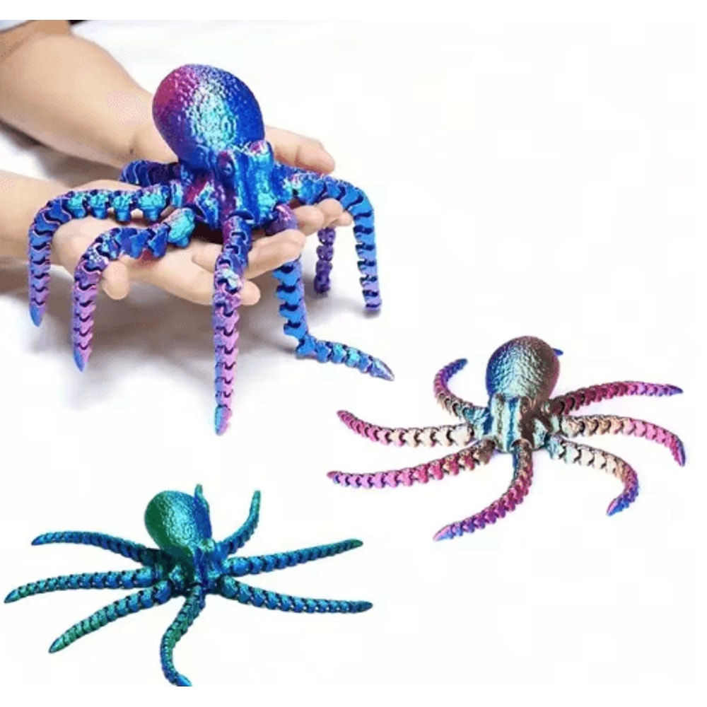 Articulated 3D Printed Octopus Figurine Flexible Desk Toy Ocean Decor 0