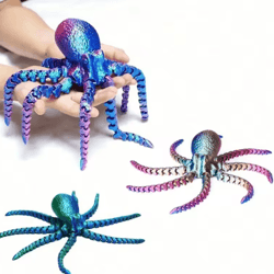 articulated 3d printed octopus figurine – flexible desk toy & ocean decor
