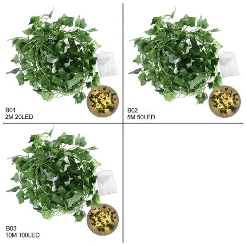 LED Leaf Vine String Lights Artificial Greenery Garland Fairy Lights For Home Events 4