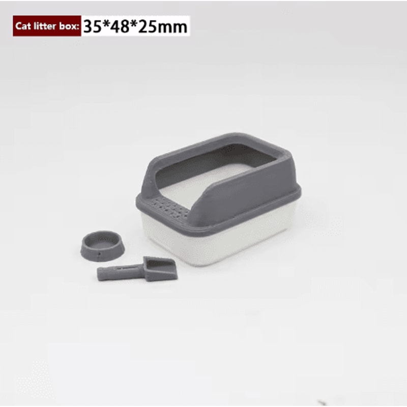 Miniature Cat Litter Box Set Dollhouse Pet Accessories With Mini Shovel 3pcs 4