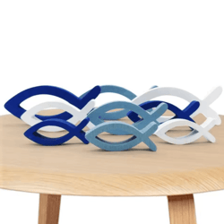 handcrafted wooden fish wall art set – coastal ocean decor for home & beach spaces