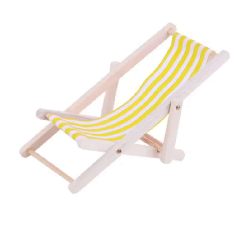 Mini Beach Chair Set 112 Scale Wooden Dollhouse Beach Furniture Accessories 2