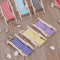 mini beach chair set 1/12 scale – wooden dollhouse beach furniture & accessories