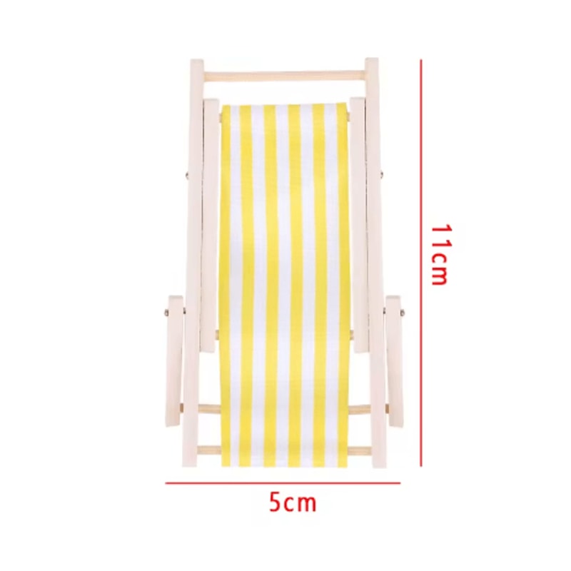 Mini Beach Chair Set 112 Scale Wooden Dollhouse Beach Furniture Accessories 7