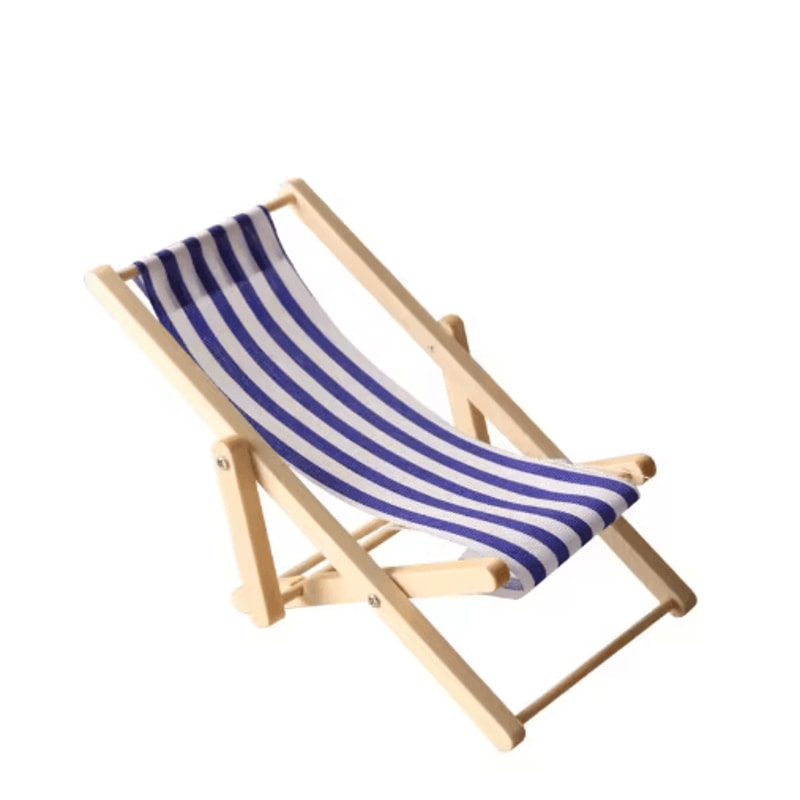Mini Wooden Beach Chair Model Dollhouse Outdoor Reclining Furniture Accessory 2