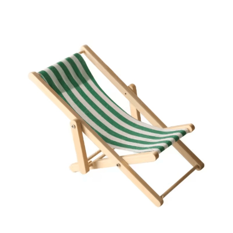 Mini Wooden Beach Chair Model Dollhouse Outdoor Reclining Furniture Accessory 5