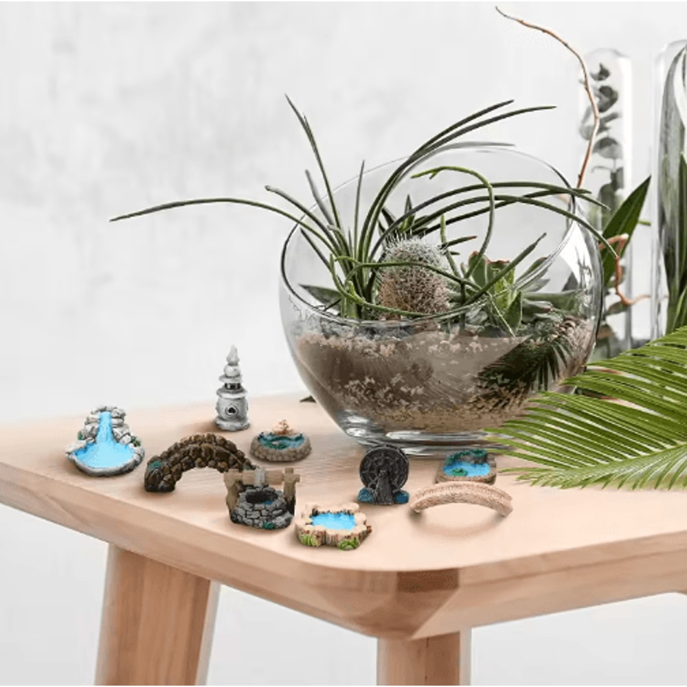 Miniature Fairy Garden Accessories Set Lighthouse Bridge Cottage Landscape Decor 16