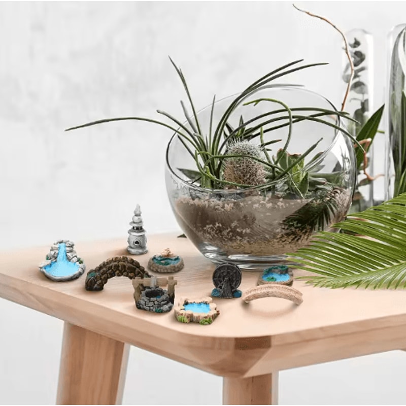 Miniature Fairy Garden Accessories Set Lighthouse Bridge Cottage Landscape Decor 16
