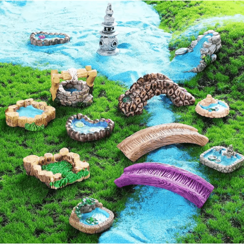 Miniature Fairy Garden Accessories Set Lighthouse Bridge Cottage Landscape Decor 18