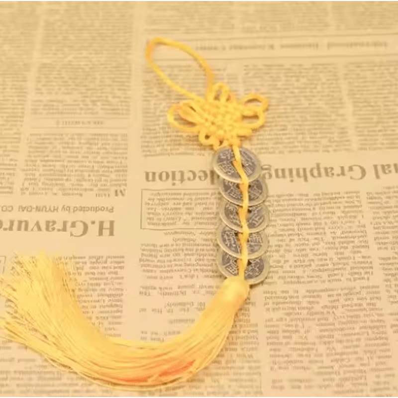 Chinese Knot Lucky Charm With Five Emperors Coins Feng Shui Prosperity Protection Decor 5