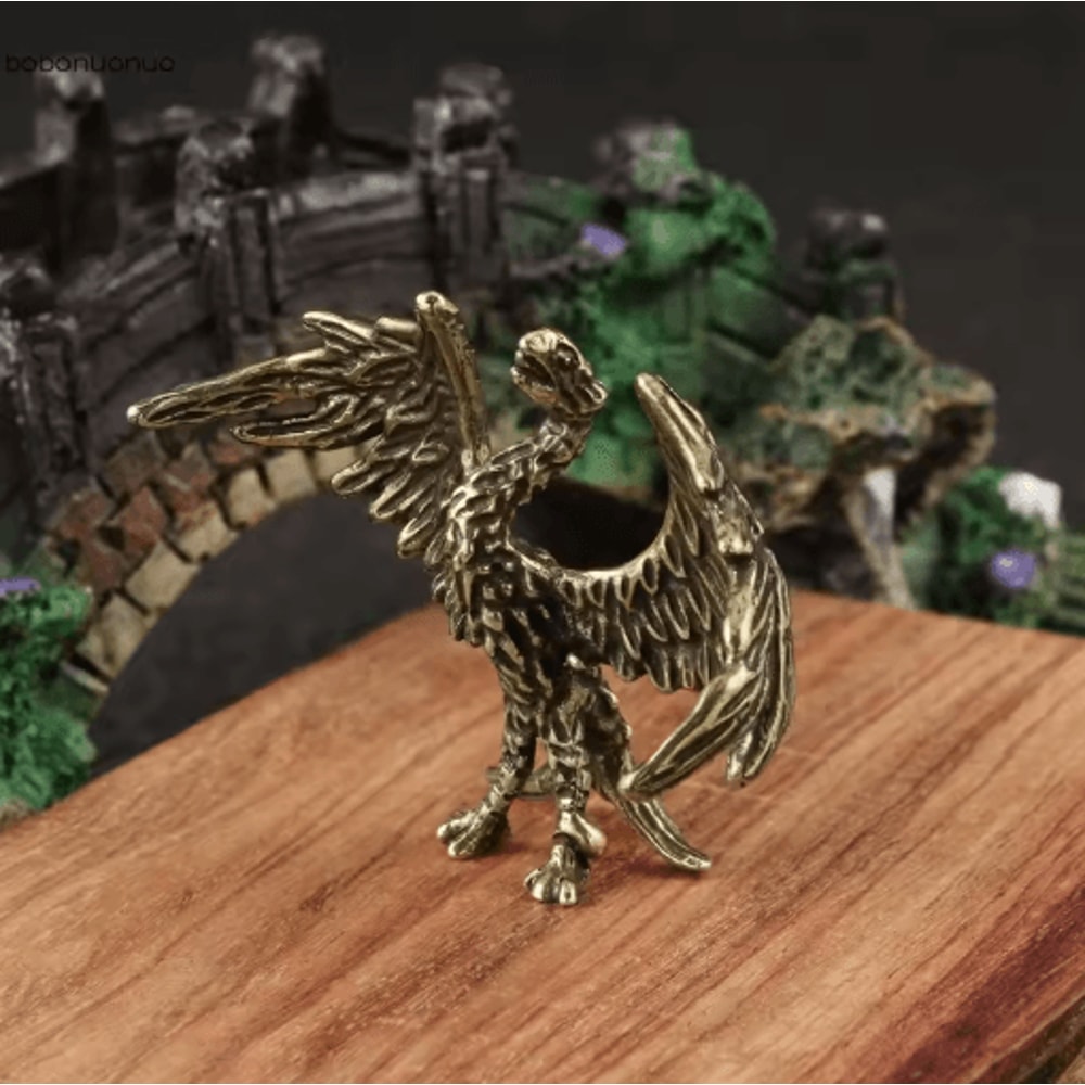 Solid Brass Phoenix Statue Feng Shui Flame Bird Desk Ornament Retro Decor 3