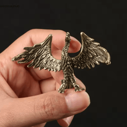 solid brass phoenix statue – feng shui flame bird desk ornament & retro decor