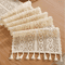 Vintage Crochet Lace Table Runner Beige Tassel Cotton Blend For Elegant Table Decor 0