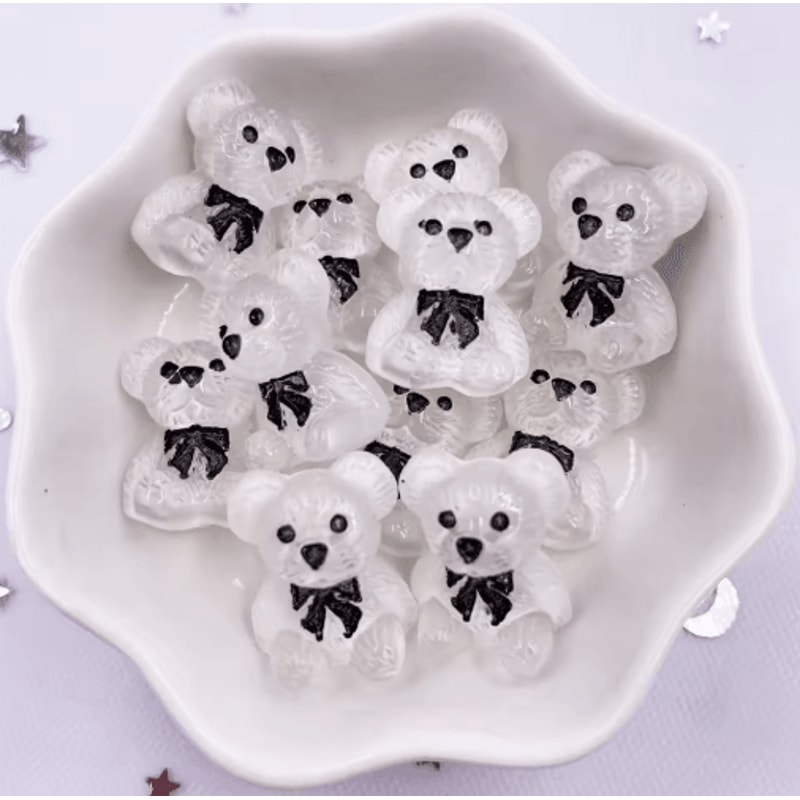 Kawaii Colorful Bear Resin Figurines Set Mini Craft Embellishments 10PCS 0