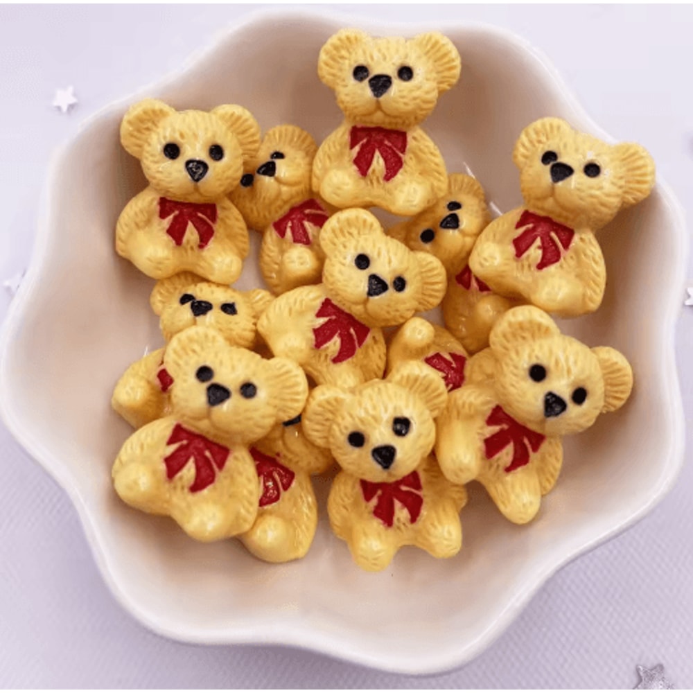 Kawaii Colorful Bear Resin Figurines Set Mini Craft Embellishments 10PCS 9