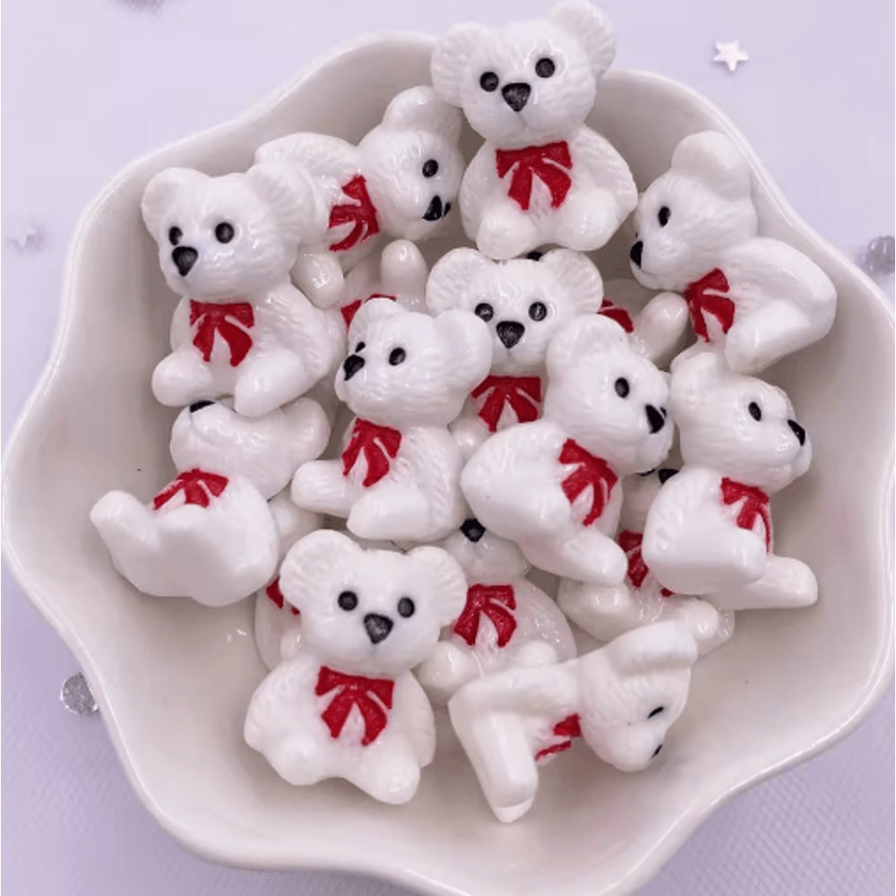 Kawaii Colorful Bear Resin Figurines Set Mini Craft Embellishments 10PCS 1