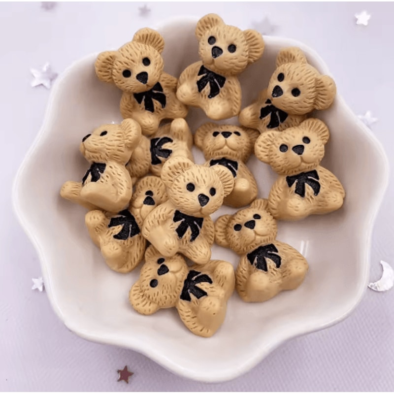 Kawaii Colorful Bear Resin Figurines Set Mini Craft Embellishments 10PCS 4