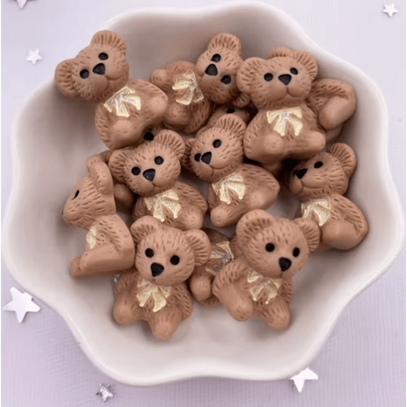 Kawaii Colorful Bear Resin Figurines Set Mini Craft Embellishments 10PCS 5