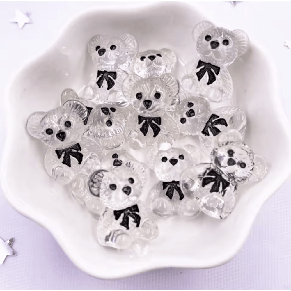 Kawaii Colorful Bear Resin Figurines Set Mini Craft Embellishments 10PCS 6