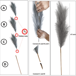 large artificial pampas grass 120cm tall fluffy stems for boho home decor