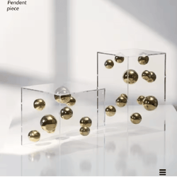 geometric metal ball sculpture in acrylic display box modern minimalist desk decor