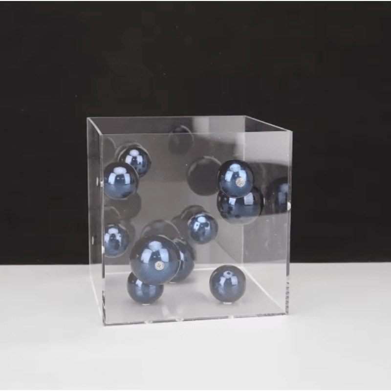 Geometric Metal Ball Sculpture In Acrylic Display Box Modern Minimalist Desk Decor 4