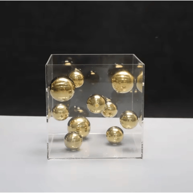 Geometric Metal Ball Sculpture In Acrylic Display Box Modern Minimalist Desk Decor 6