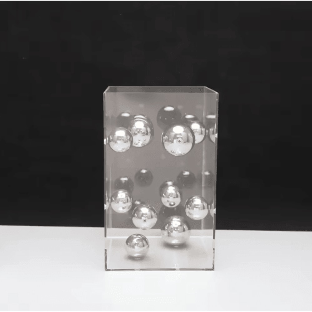 Geometric Metal Ball Sculpture In Acrylic Display Box Modern Minimalist Desk Decor 7