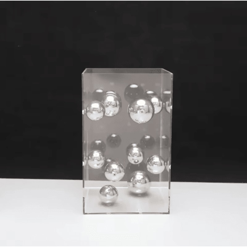 Geometric Metal Ball Sculpture In Acrylic Display Box Modern Minimalist Desk Decor 7